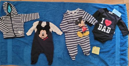 Baby Kleider Set Gr. 50-70 (Micky Maus, I love Dad)