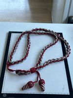 Zierkordel rot-silber geflochten mit Quasten, (S22)