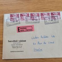 Lettre Oblitération Sion CFF 1958 Genève Express Nouvelliste