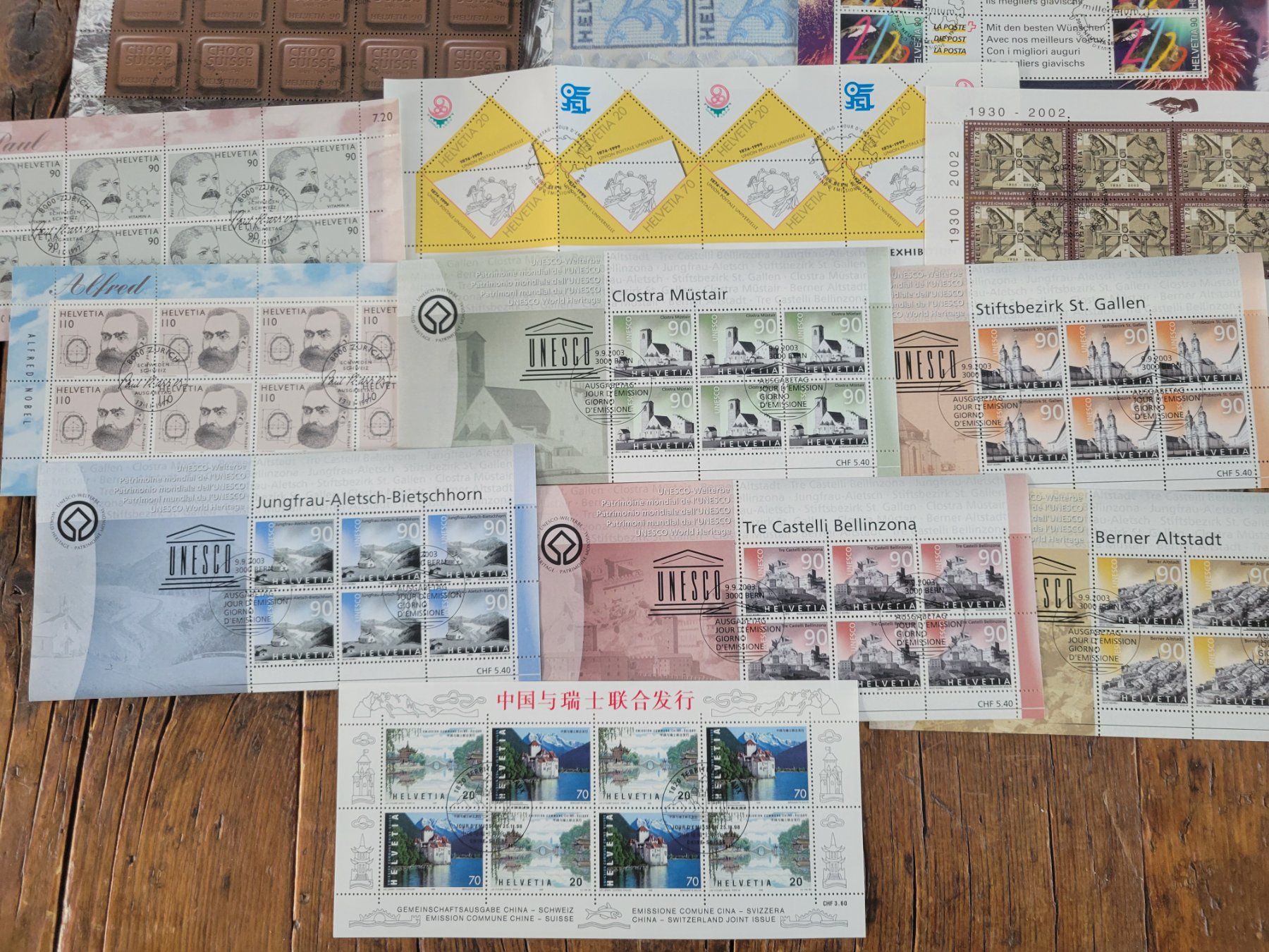 Tutti i francobolli: 21 Kleinbogen Schweiz, alle mit ET-Stempel, 1982-2003 – Usato da Nidau venduto da Polebloe 3