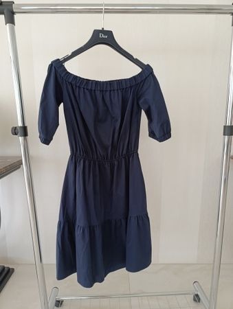 HUGO BOSS Kleid dunkelblau schulterfrei Gr. 32; Neu
