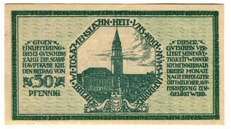 Banconote: Notgeld "50 Pfennig. Kiel 1918". – Usato da Basel venduto da Butsch5 1