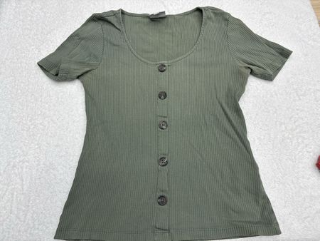 Chemisier Vero Moda côtelé vert olive - Taille S - Été 48