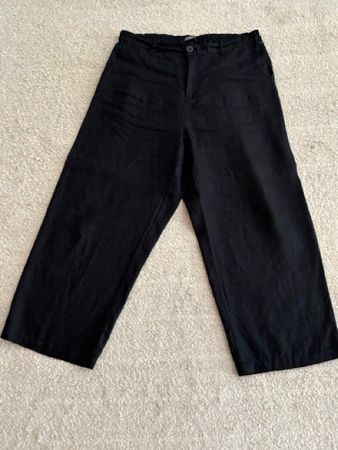NILE Culotte Leinenhose, schwarz, Gr. L