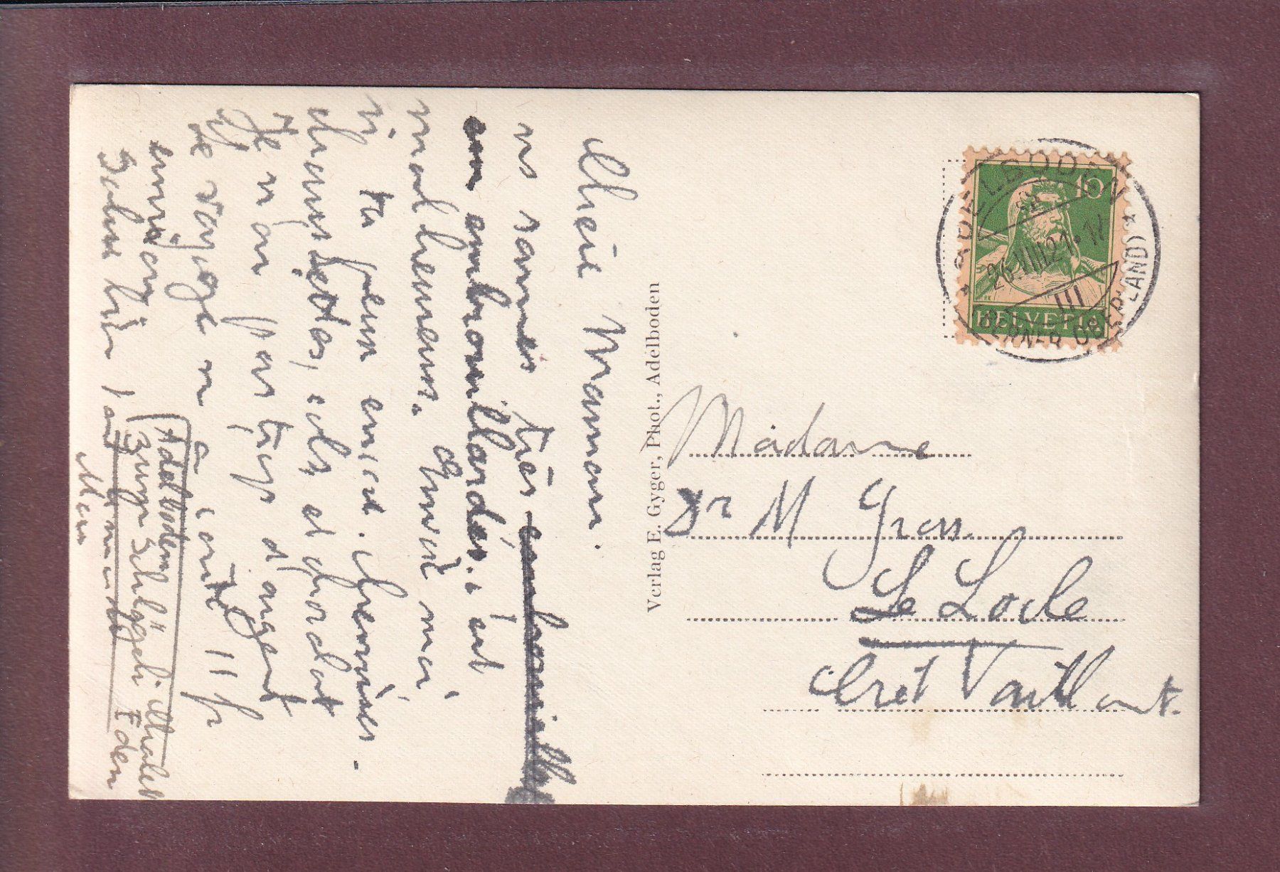 Cartoline postali: Adelboden - Untere ENGSTLIGFALL - 1921 – Usato da Pully venduto da nicecards 1