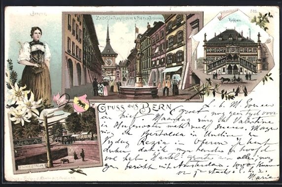 Cartoline postali: Litho Bern, Zeit-Glockenturm und Bären- – Usato da Berlin venduto da bartko-reher