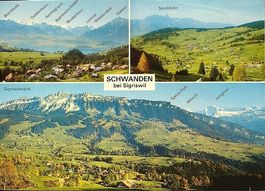 3-Bild-AK SCHWANDEN bei Sigriswil, Blick auf Thunersee
