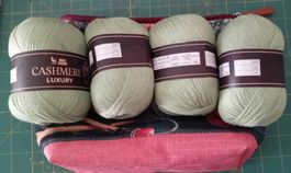 4x 50gr.Cashmere Luxury Garn hellgrün neuwertig in Täschli