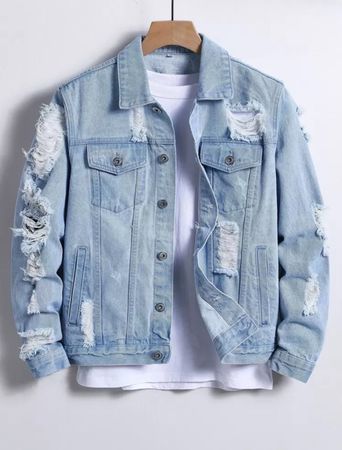 Distressed Light-Wash Denim Jacket
