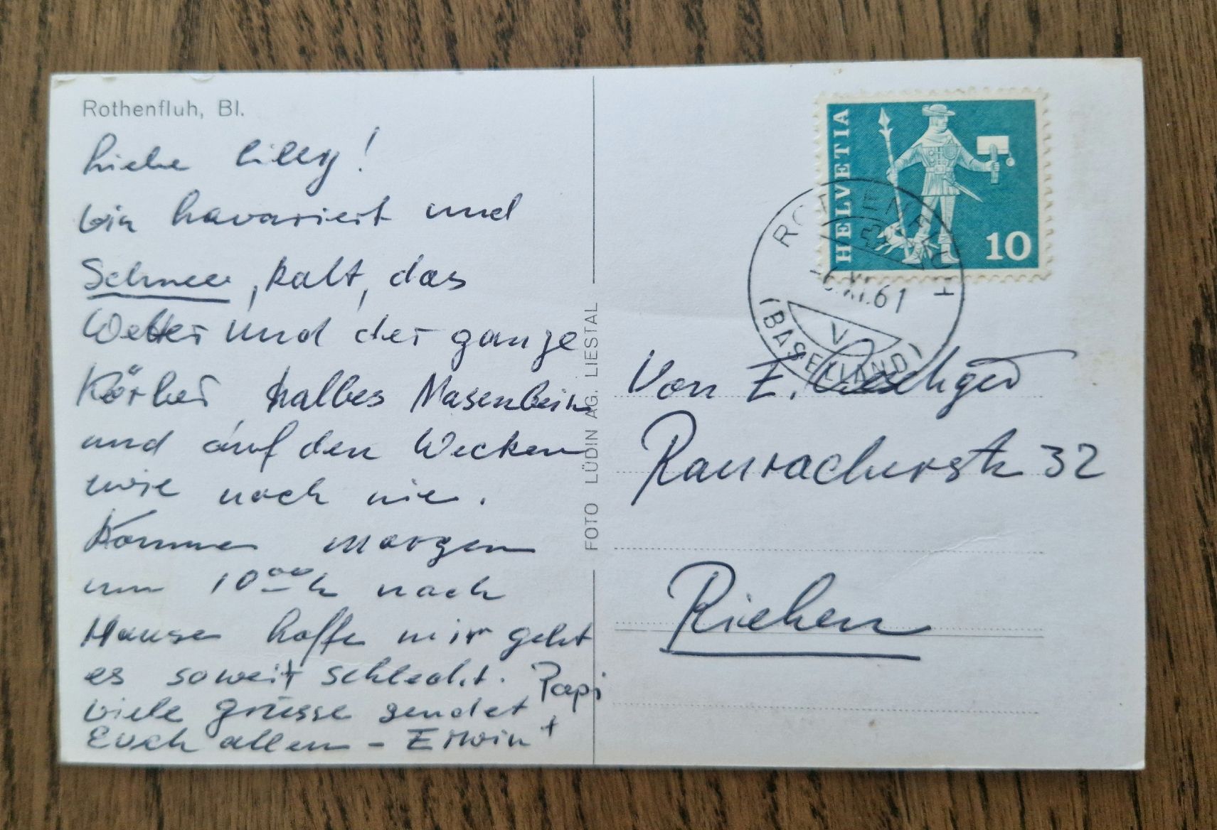 Cartoline postali: Rothenfluh 1961 – Usato da Ebikon venduto da Donar50 1