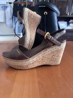 Prada Keilabsatz Sandalen cognac Leder Kork Grösse 38 neuwer