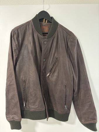 Giacca bomber Timberland in pelle marrone, taglia M