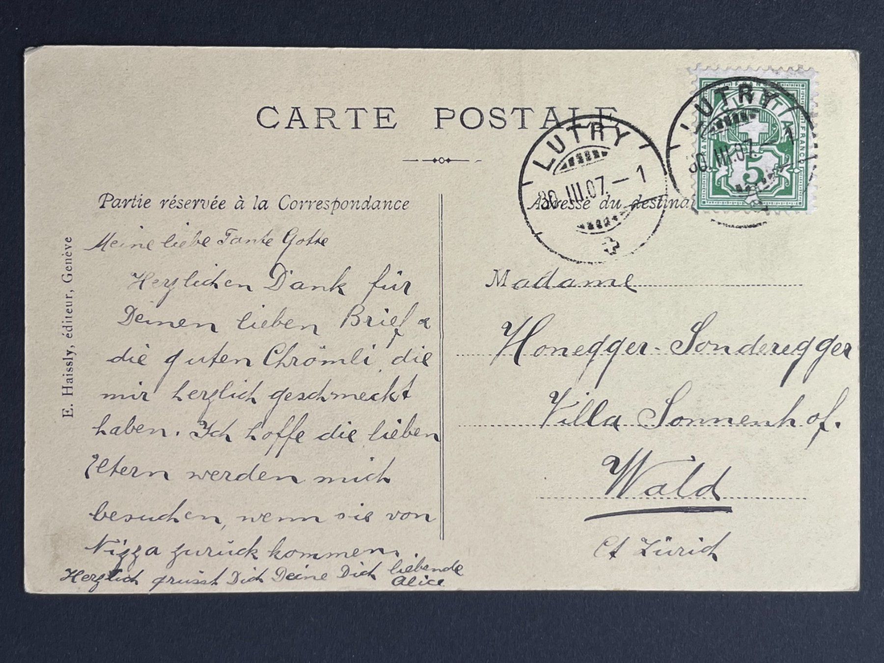 Tutti i francobolli: Postkarte - Genfersee - Lutry 1907 !!! – Usato da Steg VS venduto da _vinci_