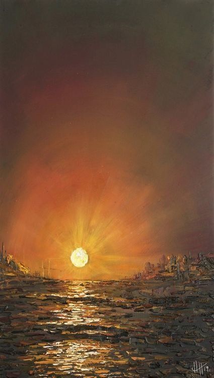 Dipinti: Ölgemälde "Orange Sunset" 39 x 61 cm – Nuovo (secondo la descrizione) da Basel venduto da HND_ideen