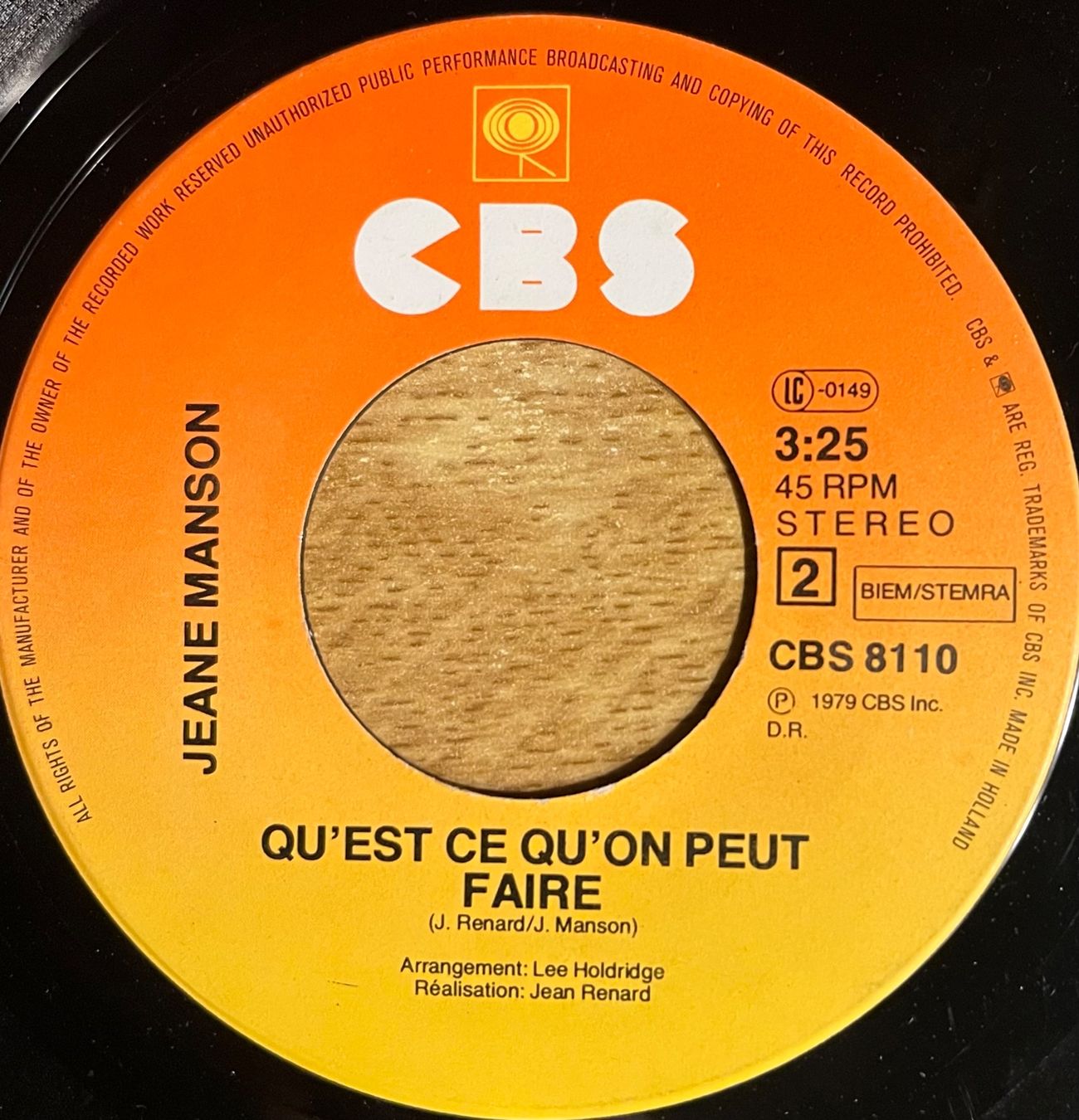 Vinyles: JEANE MANSON - VIS TA VIE – D'occasion à Bussigny par vinyl-pas-cher 3