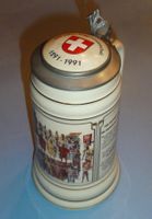 Alter Bierkrug "700 Jahre Eidgenossenschaft" Zinndeckel