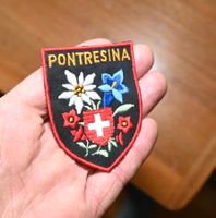 VINTAGE Badge PONTRESINA nos ST. GALLER STICKEREI alpenrose