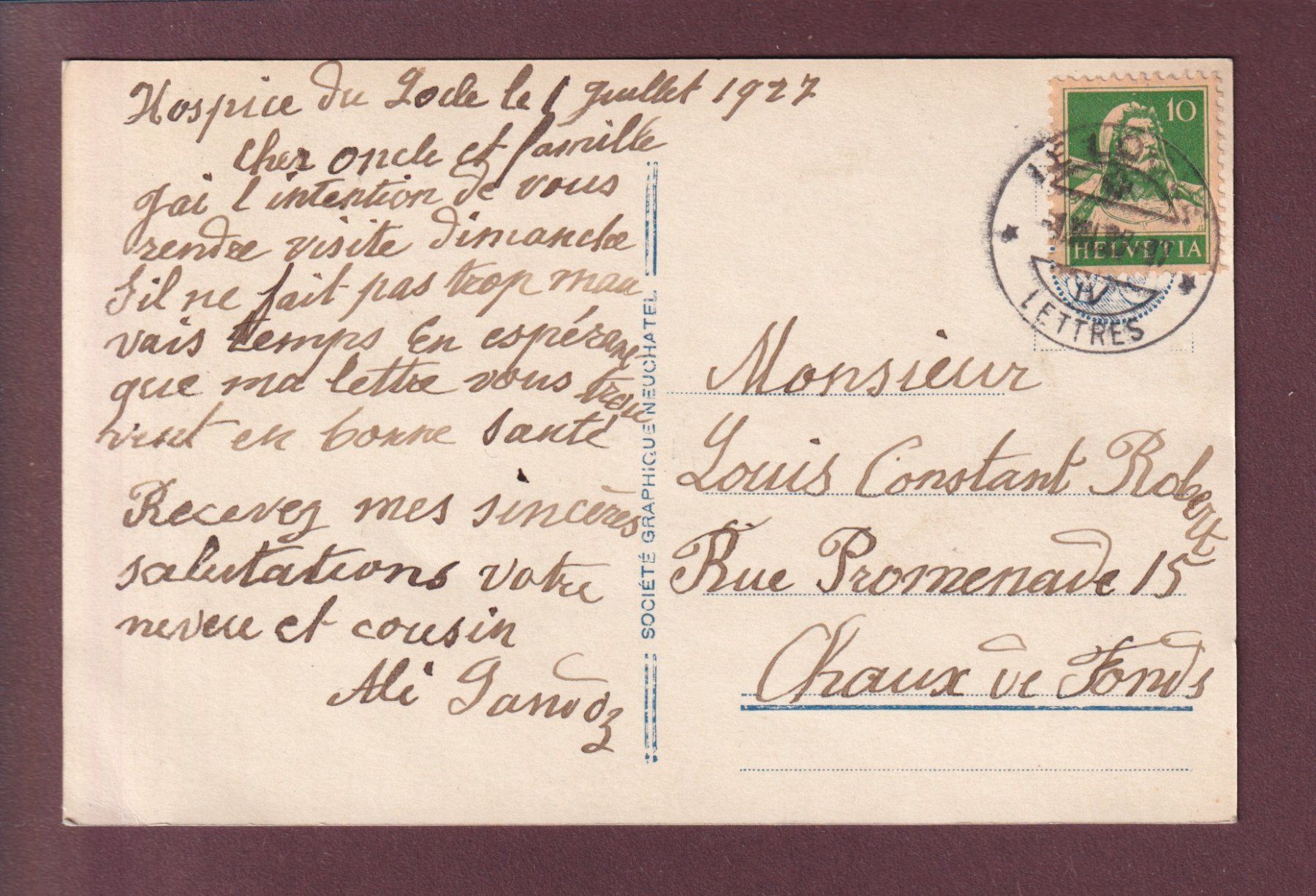 Cartoline postali: LES BRENETS - Hôtel du Lac - 1927 – Usato da Pully venduto da nicecards 1