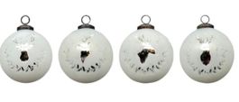 4-er Serie xmas-Kugel, Durchmesser 10cm weiss mit silber