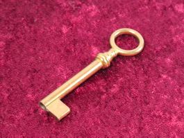1 Möbel Hohl Schlüssel, 7.5cm, Messing - NEU (3663#MBS3)
