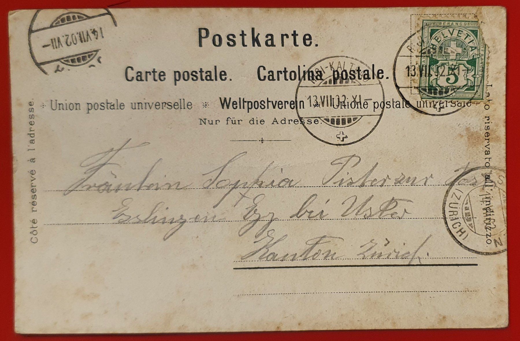 Cartoline postali: Weggis 1902, Steinmann Litho – Usato da Kreuzlingen venduto da Rschweiz1 1