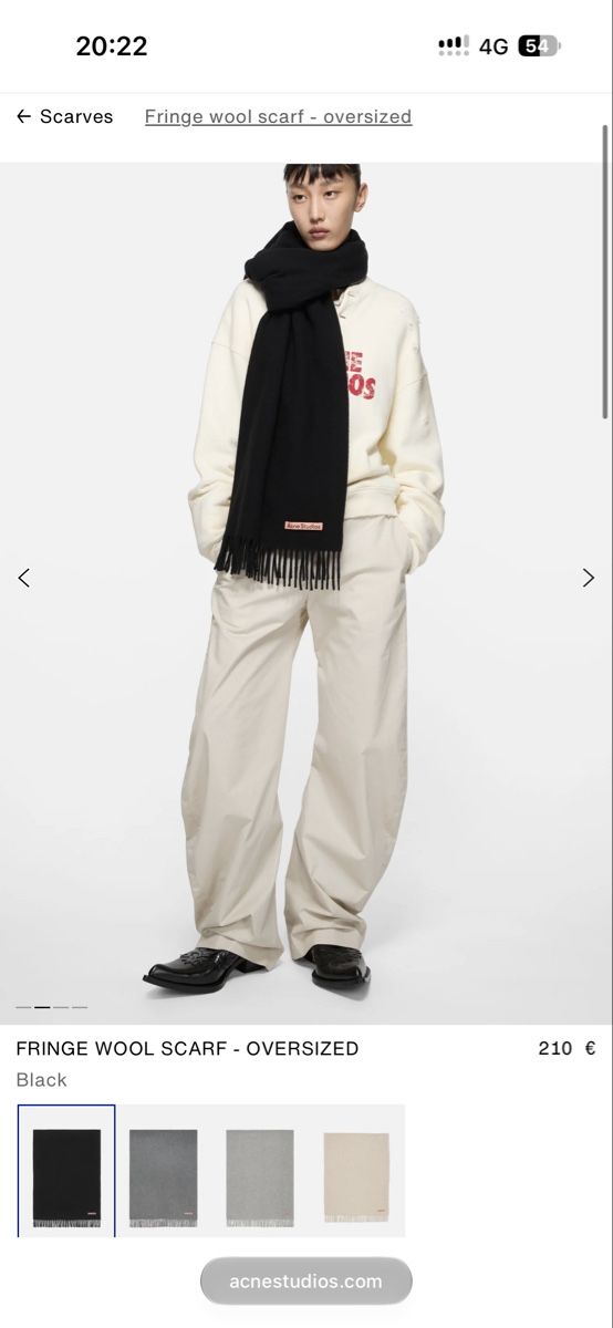 Acne Studios Foulard & Sciarpe: Acne studios black wool scarf 70 x 200cm – Usato da Zürich venduto da gva_r9gs 2