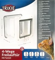 Trixie 4-Wege Katzenklappe mit Tunnel weiss neu