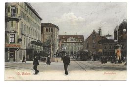 St. Gallen - Stadt - belebter Hechtplatz - Tram - um 1905