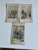 Lot de 3 gravures anciennes enfants Louise Babeuf 17*10cm