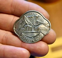 ANTIK Stocknagel Stockemblem Stockschild GOTTARDO ungebrauc