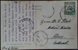 TOGO AK von LOMÉ 22.11.1909 an Missionsarzt Fisch in ABURI