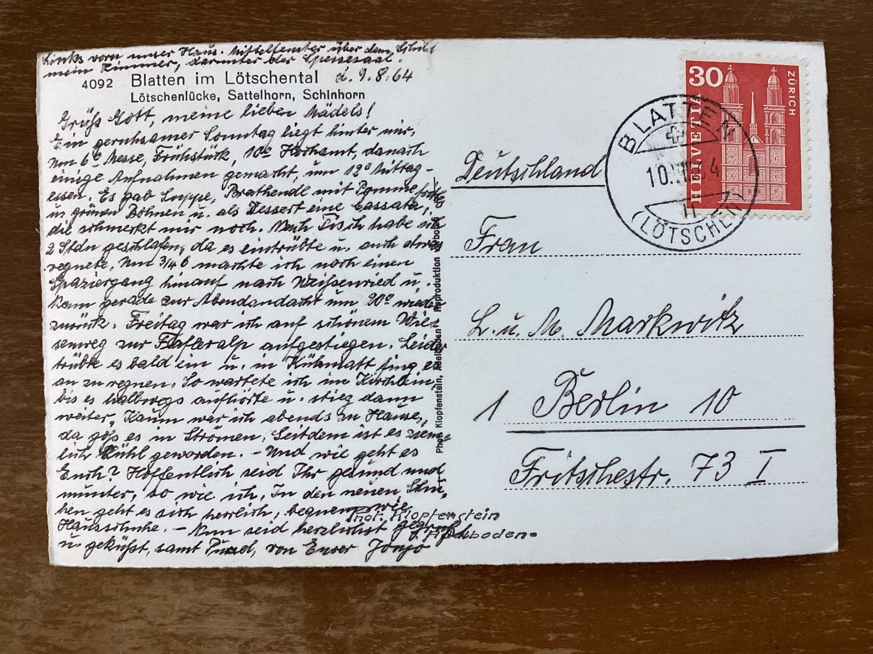 Cartoline postali: AK Blatten im Lötschental 1964 – Usato da Zürich venduto da Tolima194 1