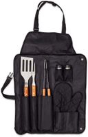Grillbesteck Set Edelstahl 7-teilig Schürze Zange Neu