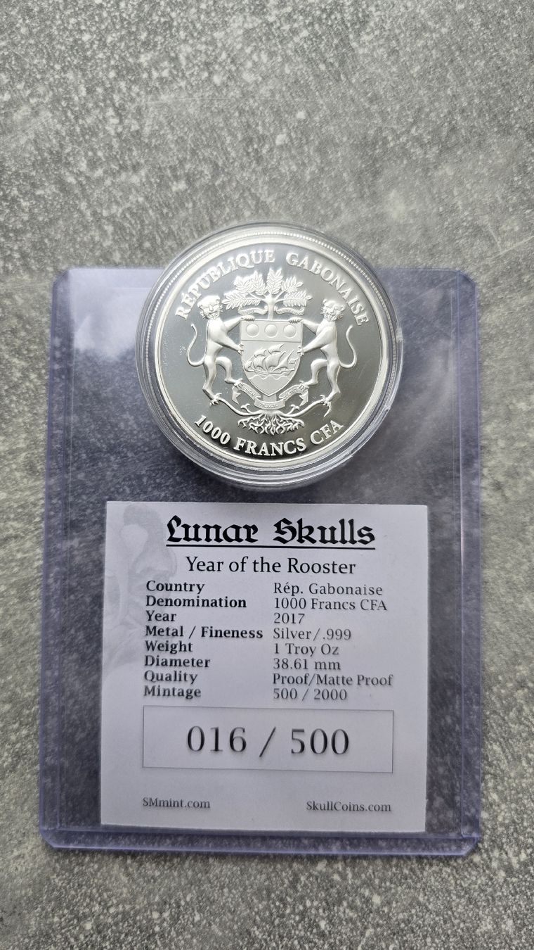 Tutti le monete: Lunar Skulls Rooster 2017 1 oz Silber Proof 016/500 – Usato da Petit-Lancy venduto da SilverCoinCoin 3