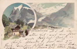 Grindelwald-Künstler-Litho signiert CB-Karte gelaufen 1898