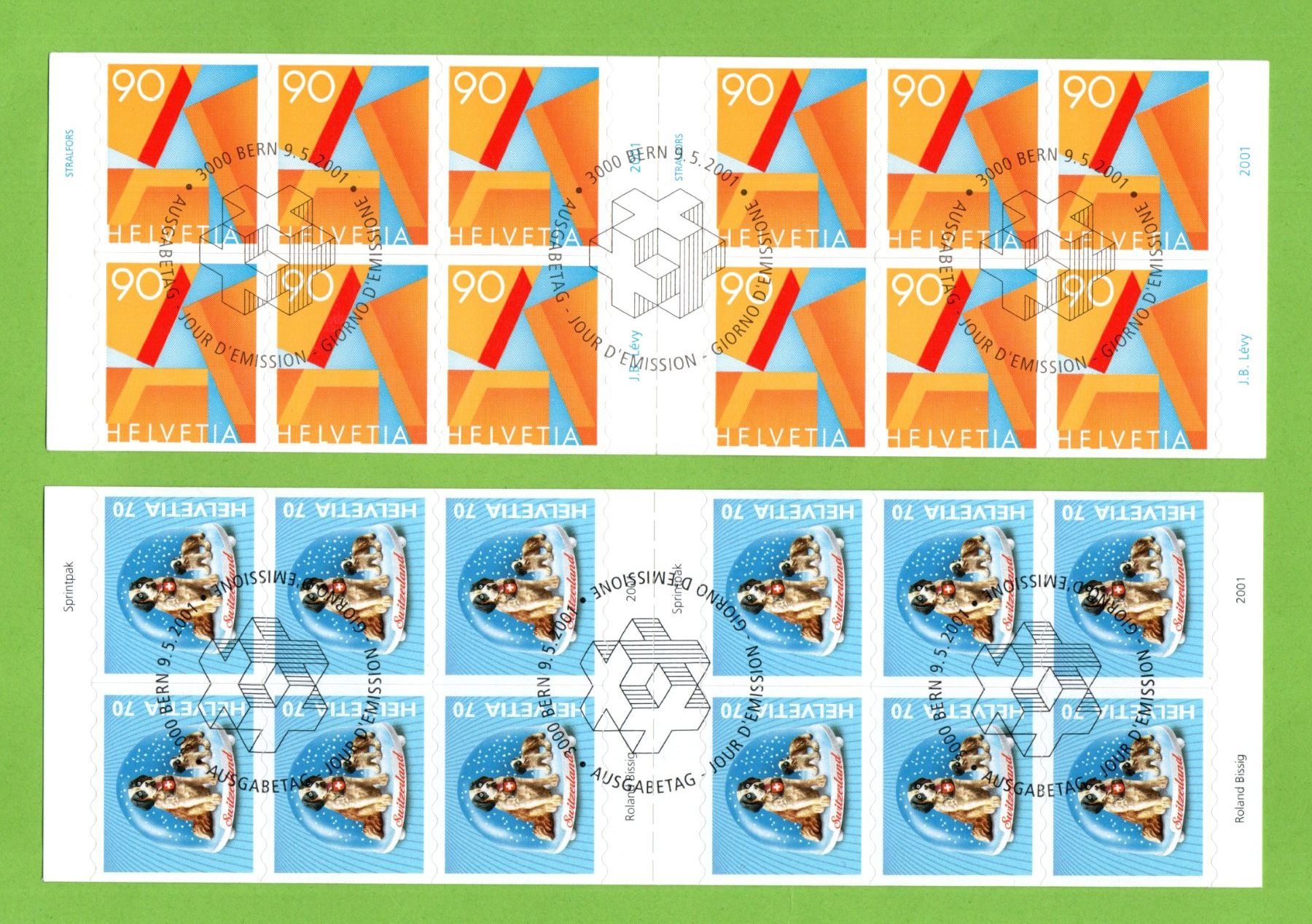 Alle Briefmarken: 2001 B-Post + A-Post beide 1. Tag nicht gefaltet SBK 35.-- – Gebraucht aus Stein am Rhein von Huehnerhund