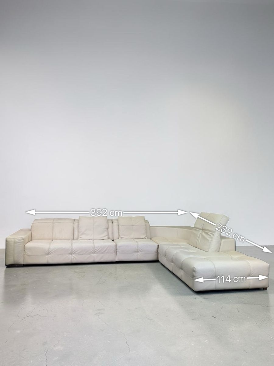 Natuzzi Divani: Natuzzi Designer-Ecksofa Creme aus Schaffell-Leder – Usato da Bachenbülach venduto da Sofalab.swiss 1