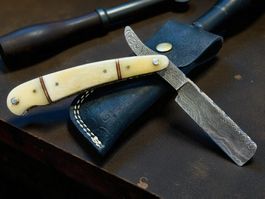 Damast Messer RASIERMESSER HANDMADE 23cm hürlimann No 17 NEU