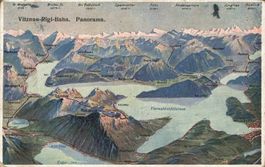 Rigi-Bahn Relief Postkarte, Vierwaldstättersee Vintage 1908