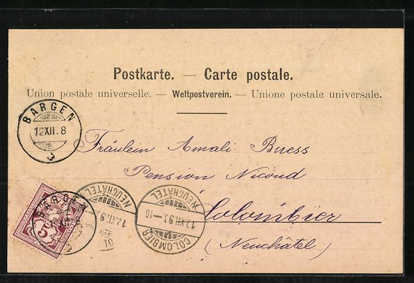 Cartoline postali: Künstler-AK Aarberg, Teilansicht – Usato da Berlin venduto da bartko-reher 1