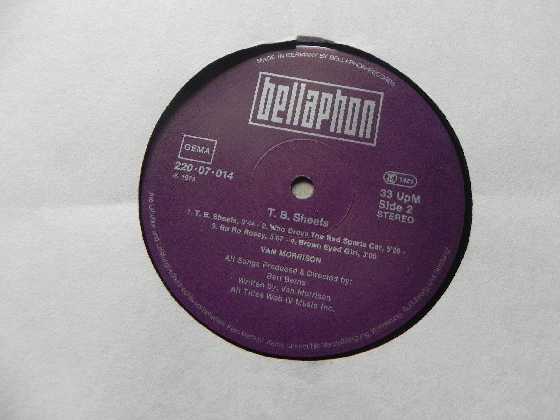 Dischi in vinile: LP brit. Blues Rock Van Morrison 1973 T.B. Sheets – Usato da Siebnen venduto da krimsie 4