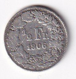 Alle Münzen: 50 Rp. 1906 – Gebraucht aus Neuchâtel von karlpierrino