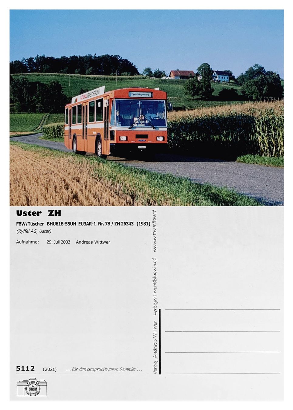 Ansichtskarten: Uster Oberuster Ansichtskarte Bus FBW Tüscher BHU618 Ryffel – Neu (gemäss Beschreibung) aus Bern von AWiBe