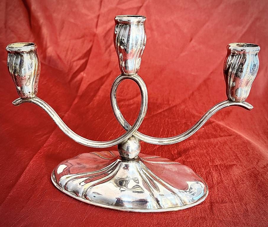 Portacandele: Jugendstil, Kerzenleuchter versilbert. – Usato da Fahrwangen venduto da Dirk.Gerlach 1