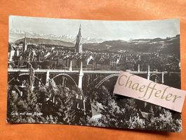 1923 Bern mit den Alpen,  Brücke Münster