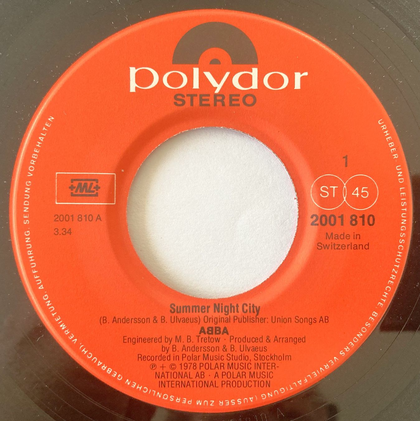 Schallplatten: ABBA - SUMMER NIGHT CITY – Gebraucht aus Bottens von hotter-than-hell 2