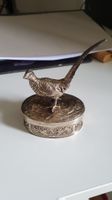 Antike Dose mit Fasan Figur Silber 