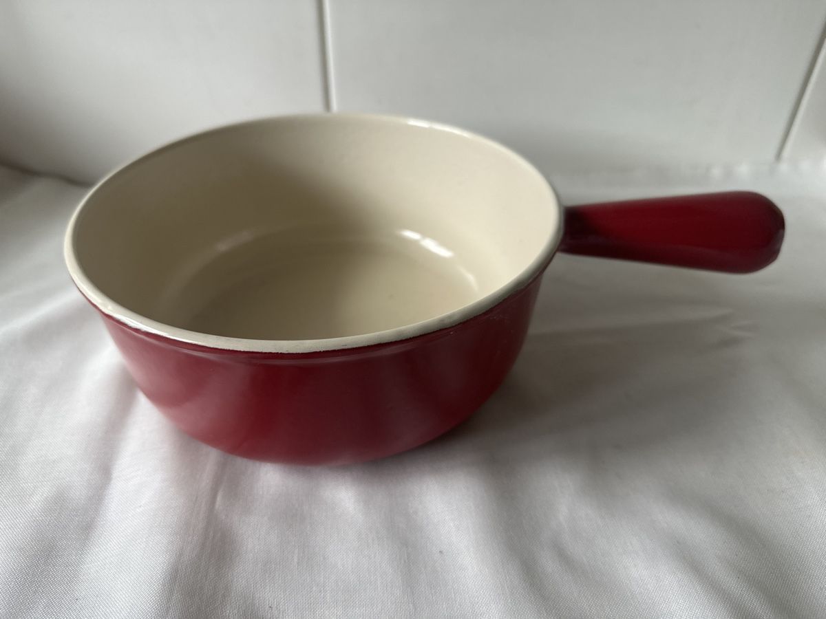 Cousances Padelle: Caqulon, Cousanses, rot emailliert, 20 cm Durchmesser – Usato da Zürich venduto da Chaeffeler