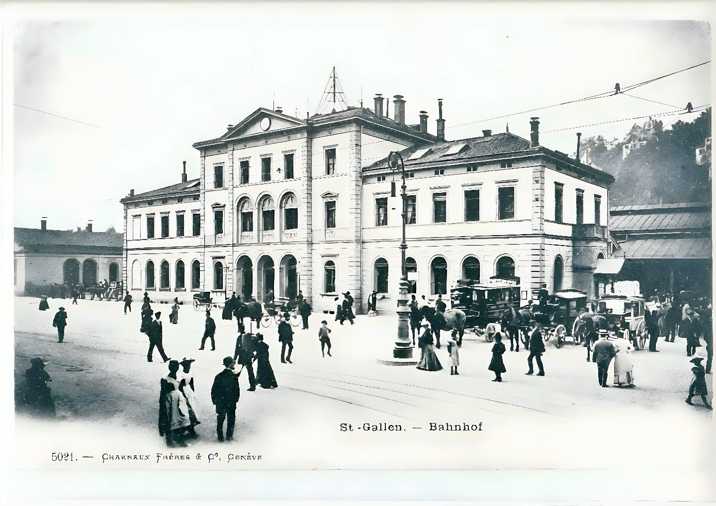 Cartoline postali: St. Gallen.  --  Bahnhof um 1900  - A4 – Usato da Fällanden venduto da Blausegelfliege