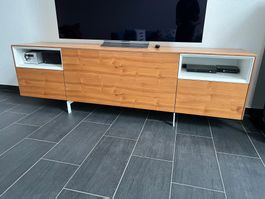 Johann Jakob TV Lowboard – Wood & White Accents